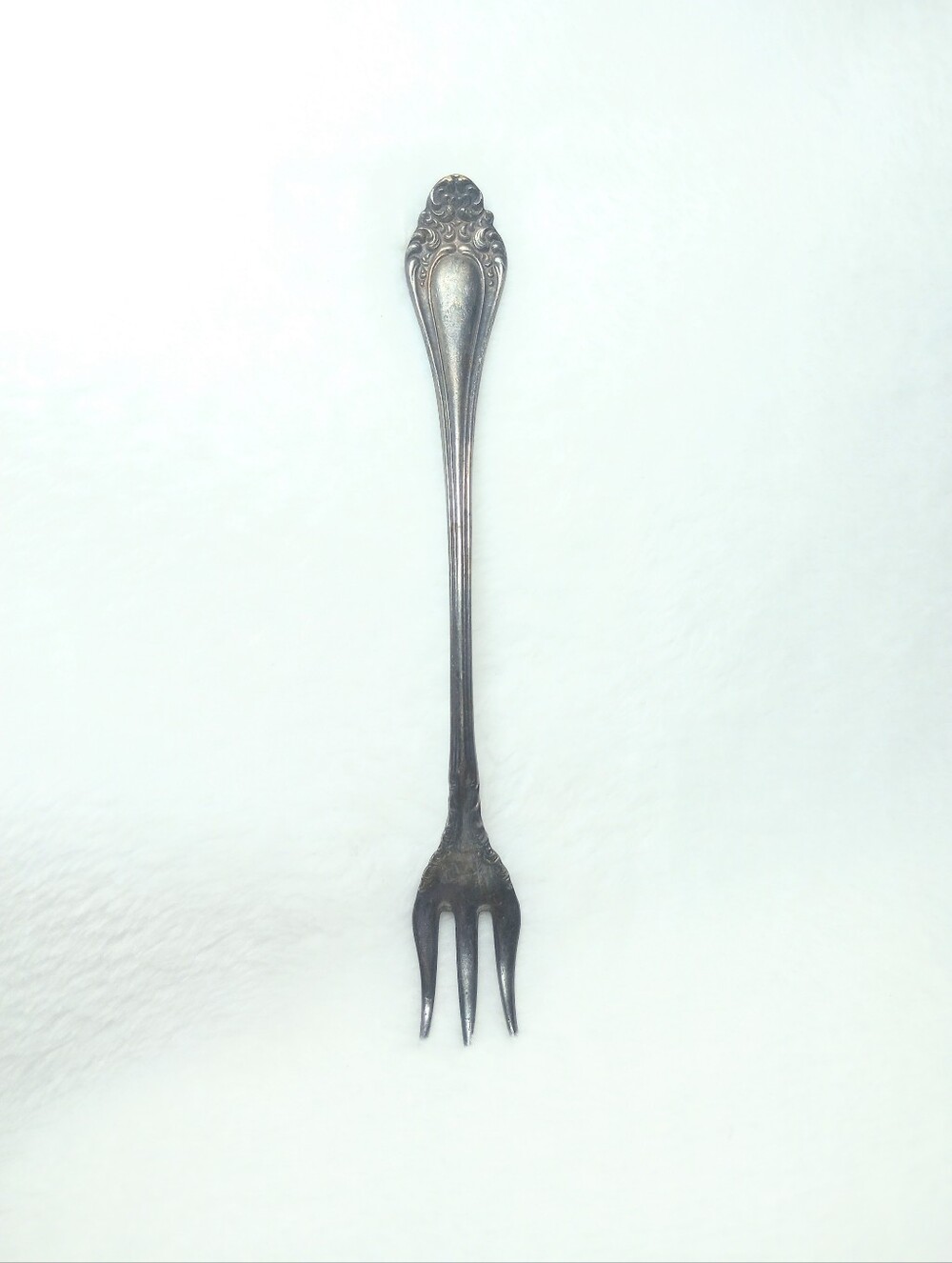 United Silver Co Antique AAA Silver Plated Cocktail Olive Fork Victorian Scrolls